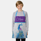 Elegante Peacock Waterverf Blauw schilderij Schort (Gedragen)