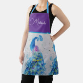 Elegante Peacock Waterverf Blauw schilderij Schort (Insitu)