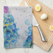 Elegante Peacock Waterverf Blauw schilderij Theedoek (Quarter Fold)