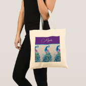 Elegante Peacock Waterverf Blauw schilderij Tote Bag (Voorkant (product))
