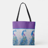 Elegante Peacock Waterverf Blauw schilderij Tote Bag (Achterkant)