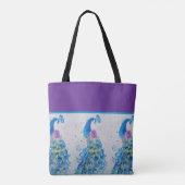 Elegante Peacock Waterverf Blauw schilderij Tote Bag (Achterkant)