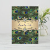 Elegante Peacock Wedding Save the Date (Staand voorkant)