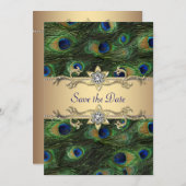 Elegante Peacock Wedding Save the Date (Voorkant / Achterkant)