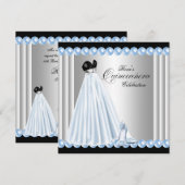 Elegante Pearl Baby Blue Quinceanera Uitnodigingen (Voorkant / Achterkant)