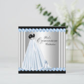 Elegante Pearl Baby Blue Quinceanera Uitnodigingen (Staand voorkant)