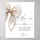 Elegante Pearl Bow Baby shower Mom-osa Bar Poster (Voorkant)