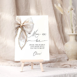 Elegante Pearl Bow Baby shower Mom-osa Bar Poster