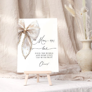Elegante Pearl Bow Baby shower Mom-osa Bar Poster
