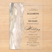 Elegante Pearl Glitter Script Wedding Acryl Uitnodigingen (Voorkant)