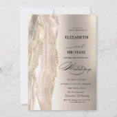 Elegante Pearl Glitter Script Wedding Kaart (Voorkant)