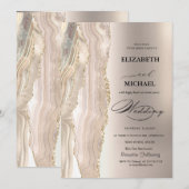 Elegante Pearl Glitter Script Wedding Kaart (Voorkant / Achterkant)