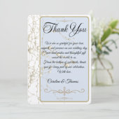 Elegante Pearl Gold Script Wedding Romantische Par Bedankkaart (Staand voorkant)