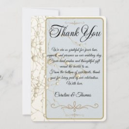 Elegante Pearl Gold Script Wedding Romantische Par Bedankkaart