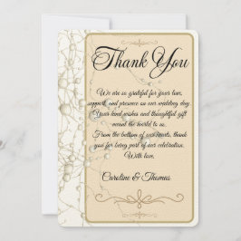 Elegante Pearl Gold Script Wedding Romantische Par Bedankkaart