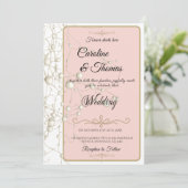 Elegante Pearl Gold Script Wedding Romantische Par Kaart (Staand voorkant)