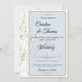 Elegante Pearl Gold Script Wedding Romantische Par Kaart