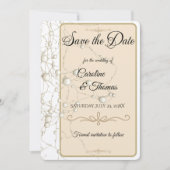 Elegante Pearl Gold Script Wedding Romantische Par Save The Date (Voorkant)