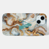 Elegante Pearl Golden Agate Custom Monogram Case-Mate iPhone Case (Achterkant (horizontaal))