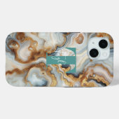 Elegante Pearl Golden Agate Custom Monogram Case-Mate iPhone Case (Achterkant (horizontaal))