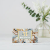 Elegante Pearl Golden Agate Custom Monogram Visitekaartje (Staand voorkant)