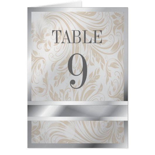 Elegante Pearl Silver Regal Trouwtafel Nummer (Voorkant)