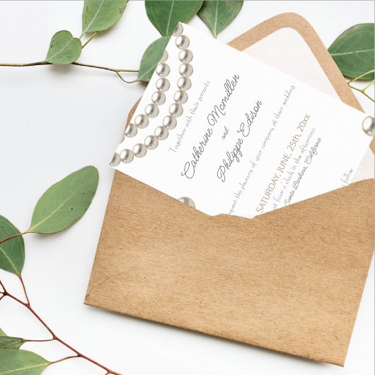 Elegante Pearl String bruiloft uitnodiging