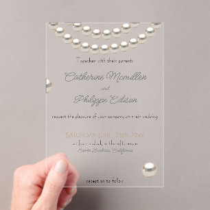 Elegante Pearl String bruiloft uitnodiging acryl
