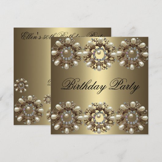 Elegante Pearl verjaardag uitnodiging (Voorkant / Achterkant)