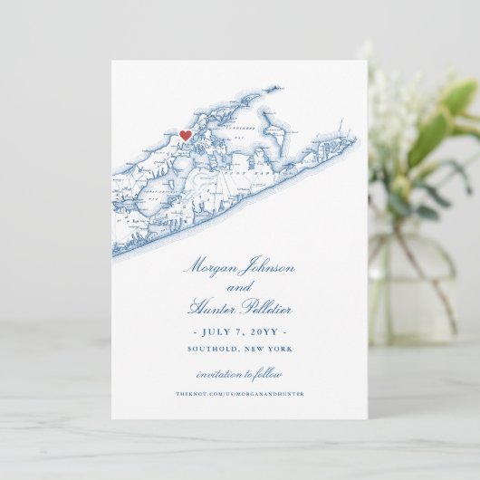 Elegante Peconic Bay Yacht Club Bruiloft Save The Date (Staand voorkant)