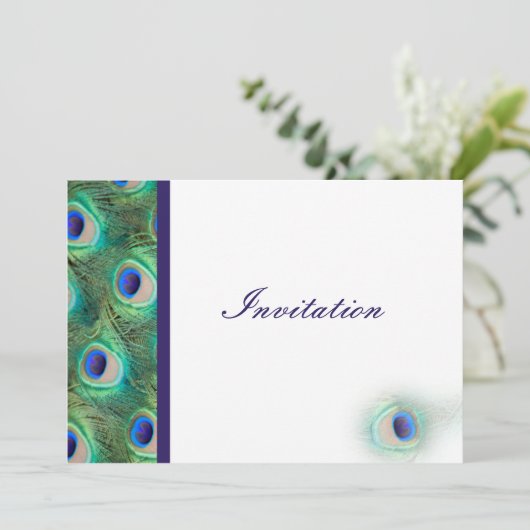 elegante pekkobalt blauwe bruiloft uitnodiging (Staand voorkant)