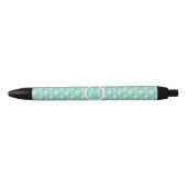 Elegante pen met teal parelmoer ontwerp en monogra (Voorkant)