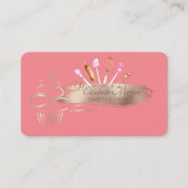 Elegante penseelstreek, cupcake, snoepjes bakkerij visitekaartje (Voorkant)