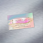 Elegante penseelstreek, holografisch kleurenframe magnetisch visitekaartje (Voorbeeld)