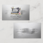 Elegante penseelstreek Lotus Grey naaimachine Visitekaartje (Voorkant / Achterkant)