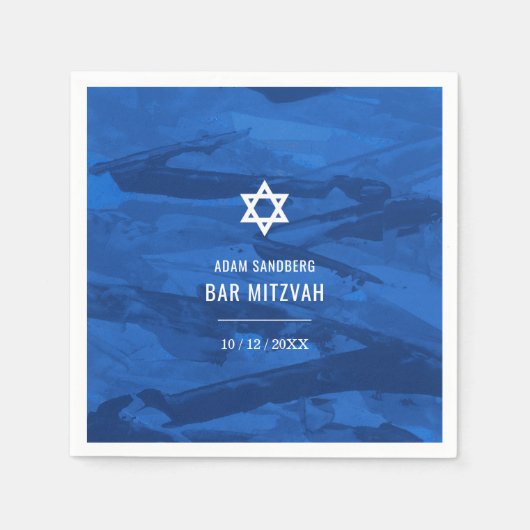 Elegante penseelstreken & Davidster Sticker Servet (Voorkant)