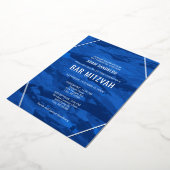 Elegante penseelstreken & ster van David Bar Mitsw Folie Uitnodiging (Gedraaid)