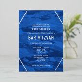 Elegante penseelstreken & ster van David Bar Mitsw Folie Uitnodiging (Staand Voorkant)