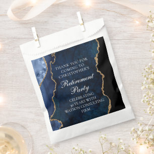 Elegante Pensioen Partij Marine Blauw Goud Agaat Bedankzakje