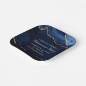 Elegante Pensioen Partij Marine Blauw Goud Agaat Papieren Bordje (Gebogen)