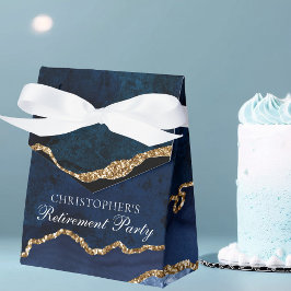 Elegante Pensioen Partij Marine Blauw Goud Custom Bedankdoosjes