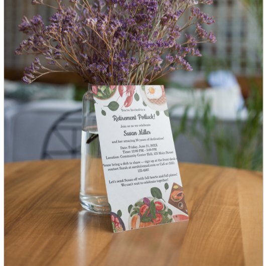 Elegante Pensioen Party Potluck Uitnodiging