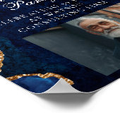 Elegante pensioenpartij foto marine blauw goud poster (Hoek)