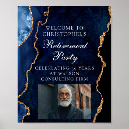 Elegante pensioenpartij foto marine blauw goud poster
