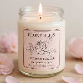 Elegante Peony Bliss Soy Wax Candle Business Vierkante Sticker