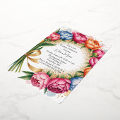 Elegante Peony Bouquet bruiloft Folie Uitnodiging (Gedraaid)