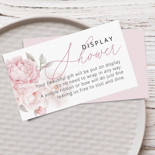 Elegante Peony Flower Script Display Shower Informatiekaartje