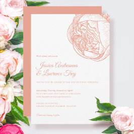 Elegante Peony Peach Flower Wedding Kaart