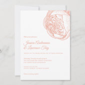 Elegante Peony Peach Flower Wedding Kaart (Voorkant)