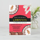 Elegante peperkoek rode kerst koekjesuitwisseling kaart (Staand voorkant)